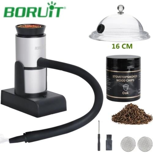 BORUiT Smoke Infuser Portable Molecular Cuisine Smoking Gun Food Cold Smoke Generator Meat Burn Smokehouse Cooking for BBQ Grill