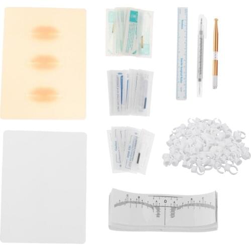 Pro Manual Permanent Tattoo Training Kit Eyebrow Lip Tattoo Practice Exercise Makeup Tools Set