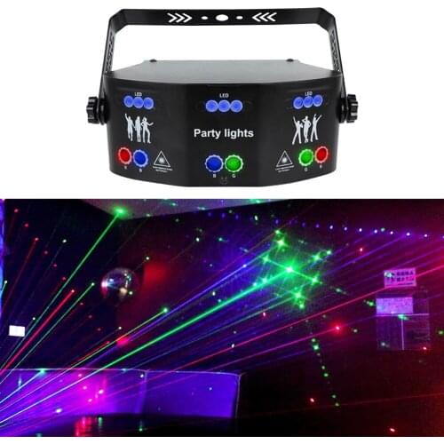 Professional Stage Light RGB Colorful Remote Control Atmosphere Lamp Sound-Activated Laser Projector Lighting for Disco Bar Pub