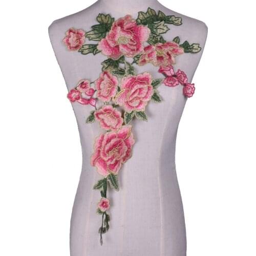 Pink Lace Fabric Dress Applique Blouse Sewing Trims DIY Neckline Collar Costume Decoration Accessory Patches NL417