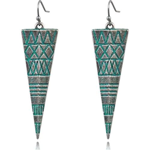 LosoDo earrings fashion jewelry Gypsy Indian hippie geometric triangle pattern statement jhumka earrings for women boho elegant