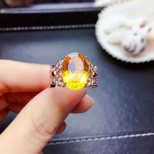 Shilovem 925 sterling silver Piezoelectric citrine Rings fine Jewelry trendy wedding bands open new plant gift mj101466agj