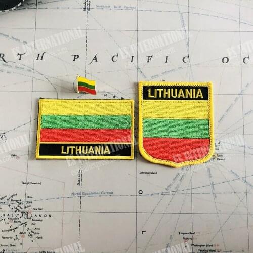 National Flag Embroidery Patches and Metal Flag Lapel Pin LITHUANIA