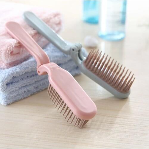 1pc Foldable Hair Comb Portable Travel Curling Straight Hair Brush Soft Tooth Anti Static Head Massager Hair Styling Accessaries