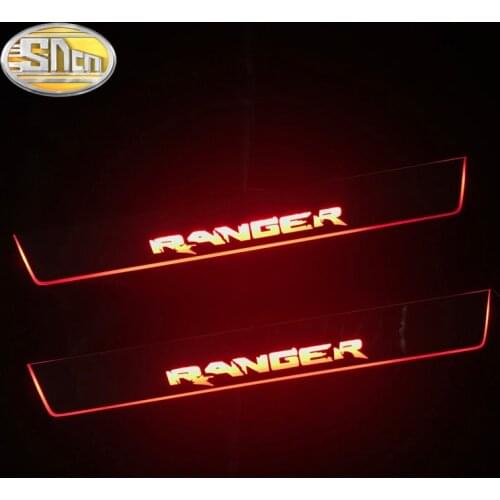 SNCN Waterproof Acrylic Moving LED Welcome Pedal Car Scuff Plate Pedal Door Sill Pathway Light For Ford Ranger 2014 - 2019 2020