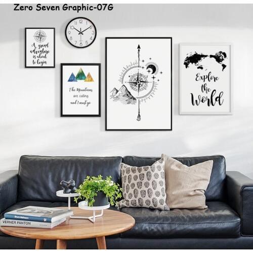 Modern Decorative Adventure Phrase Compass Mountain Map Canvas Painting Poster And Print Living Room Wall Art Picture Home Decor