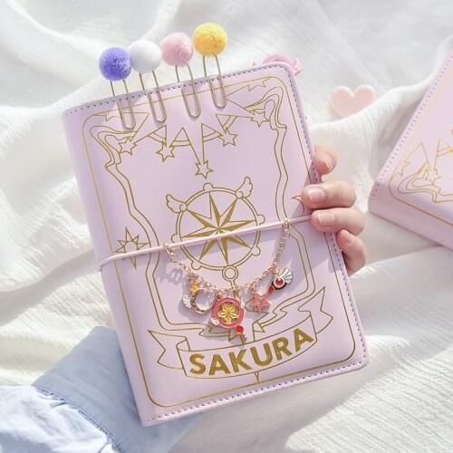 Japanese Sakura Anime Magic Girl Diary Notebook Journal A6 Creative Loose-leaf Binder Spiral Planner Notebook Bullets Journaling