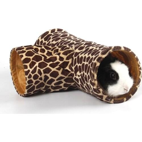 Pet Tunnel Leopard Print Pet Rabbit Hamster Play Tunnel Collapsible Tunnel Space-Saving Nontoxic Toys for Cat Rabbits