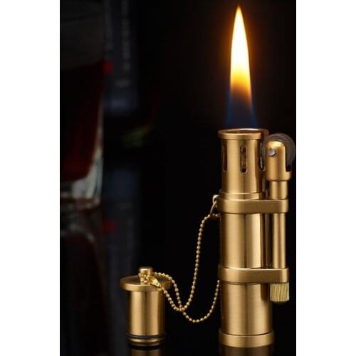 Vintage Windproof Kerosene Lighters Flame Retro Metal Grinding Wheel Petrol Old Trenches Flint Cigarette Lighter Smoker Gadgets