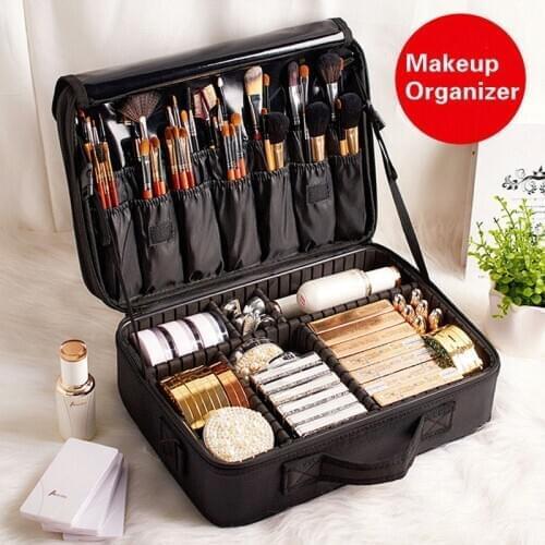 Women New Travel Makeup Bags Purple Professional Cosmetic Storage Organizer Make up Case For Cosmetics Pouch Beautician Suitcase