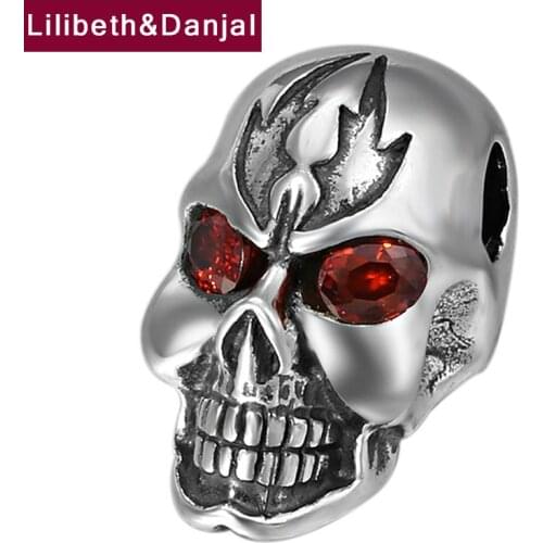 Flame Skull With Red Necklace Pendant Real 925 Sterling Silver Inlaid Stone Jewelry Women Men 2021 Designer Free Shipping P15