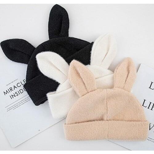 Winter Warm Hats Women Knitted Solid Color Hat Beanies Bonnet Rabbit Ears Shape Cap Accessories кепка Fashion Women 2021