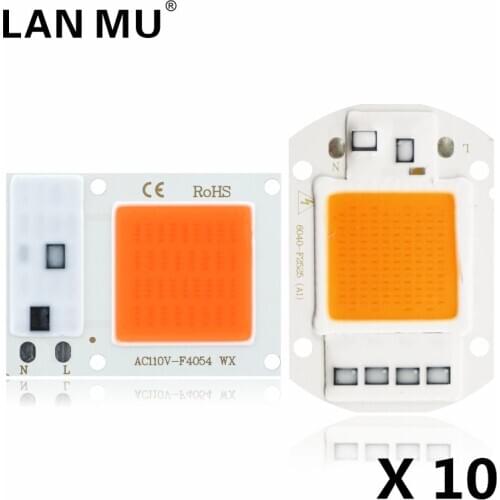 10pcs Hydroponice 10W 20W 30W 50W Cob Led Grow Light Chip AC 110V 220V Full Spectrum For Indoor Plant Seedling Grow and Flower