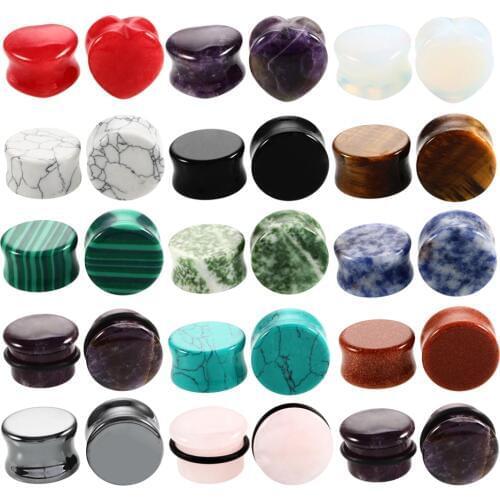 2pcs Stone Ear Plugs and Tunnels Ear Piercings Earring Gauges Helix Piercing Ear Stretcher Plugs Oreille Body Piercing Jewelry