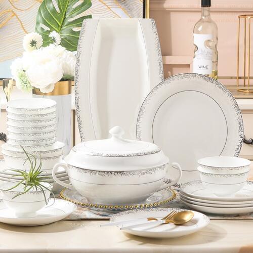 60 Heads ceramic tableware ceramic dish Dish Rice Bowl Salad Noodles Bowl Plate Dinnerware Sets ceramics Dinner Dish Tableware