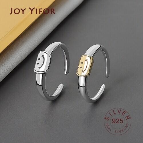 925 Sterling Silver Creative Wedding Rings for Women smile face Engagement Jewelry New Fashion Accessories Gift