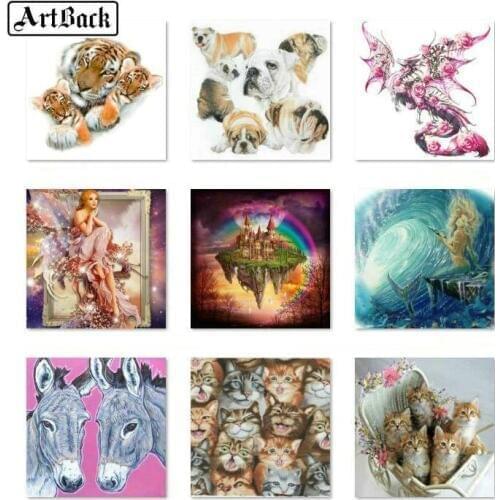 Sale 23 Styles Animal 5d diy Diamond Painting Tiger Dragon Cat Dog Full Square 3D Diamond Mosaic Embroidery Decoration