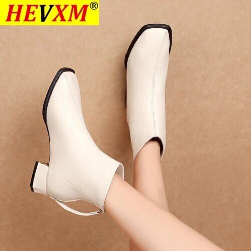 Ankle Boots for Women Square Toe Fashion Shoes Short Boots Zipper Square Heels Comfortable Pu Leather Square Heel Lady Shoes