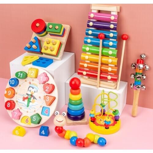Montessori Educational Wooden Toys For Babies Development Toys Animals 3D Wooden Puzzles For Kids Baby Toys Montessori Puzzle
