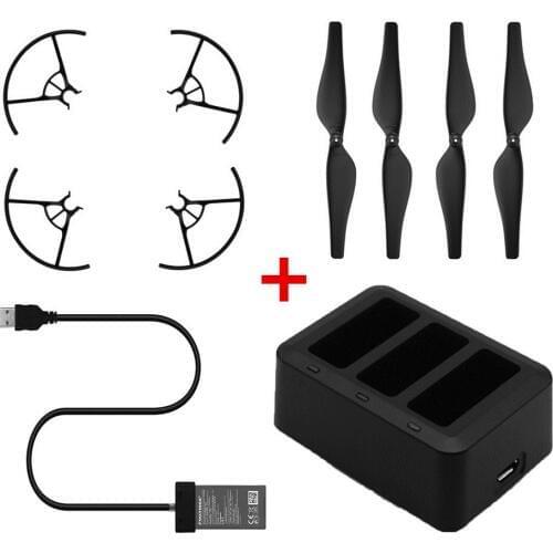 FOR DJI Tello 1100mAh 3-in-1 Charger Hub,4 Pairs 3044P Quick-Release Propeller,Original Propeller Guard,Tello USB Charging Cable