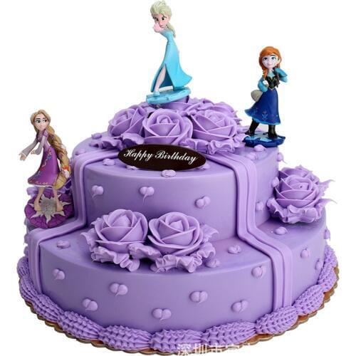 New Childrens Action & Toy Figures Toy Decoration Elsa Anna Rapunzel Cake Decoration DIY Anime Model Toys