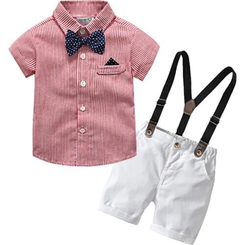 Boys Clothes Sets Gentleman Bow Tie T-Shirt Tops Boys Children Costume Clothes T Shirt Overalls Pants Outfits Clothing Sets