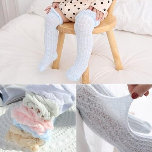 Boys and Girls Twist mosquito knee high mesh breathable boy socks cute princess baby solid color leg warm newborn socks