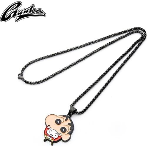 Guka & crayon Xiaoxin co branded fashion brand Wei Hongyu same Pendant Necklace niche design couple hip hop chain