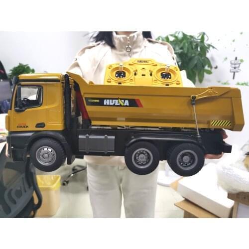 Huina 582 RC Car Large 1:14 10Ch Alloy Remote Control Dump Truck Caterpillar Transportation Cars Engineering Car Toys for Boys