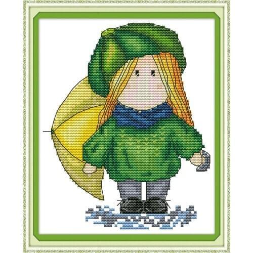 Joy Sunday Magic Doll Chinese Cross Stitch Kits Ecological Cotton Clear Stamped Printed 14CT 11CT DIY Decorations Gift For Home