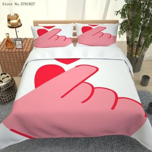 2/3 Pieces Express Love Bedding Set Pink Hands Duvet Cover For Boys Girls Bed Cover Set Home Textile Bed Quilt Cover Decoration