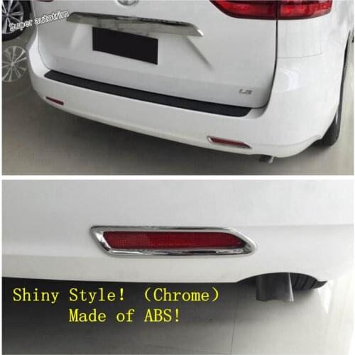 Lapetus Accessories Exterior Chrome Shiny Rear Tail Fog Lights Lamps Frame Cover Trim ABS Fit For Toyota Sienna XL30 2011 - 2020