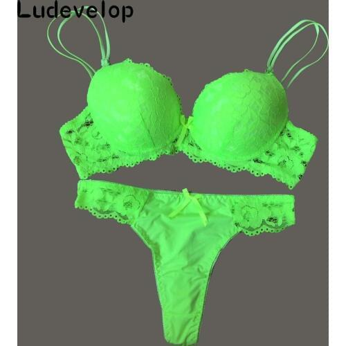Ludevelop Sexy Thong Lace Push Up Bra Set Lingerie Women Underwear Sets Intimates Embroidery Floral Black White Bra Brief Sets