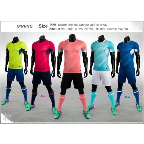 M8630 Customize Team Set 2020-2021 Adult Kids Soccer Jersey Set Football Kit Men Children 4XS-5XL Blank Training Uniforms