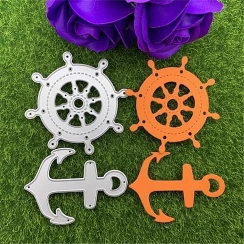 2PCS Boat Sailing Anchor Metal Cutting dies Scrapbooking Paper Craft Handmade Card Album Punch Art Cutter Die