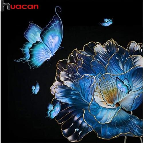 Huacan Diy Diamond Painting Peony Flower Full Square/round Mosaic Fantasy Floral Butterfly Embroidery Home Decor