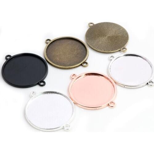 New Fashion 10pcs 25mm Inner Size Clear Silver Plated 5 Colors Cameo Cabochon Base Setting Charms