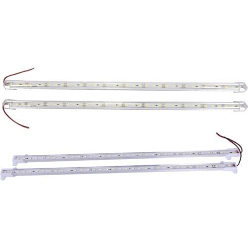 New 2 Pcs Aluminum Alloy Rigid LED Strip Rod Light 12V 50CM White & 2X 36 LED 5630 SMD Hard Strip Light with End Cap White
