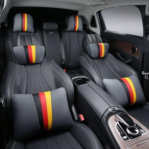 New Car seat headrest travel rest neck pillow For BMW luxury Napa leather Car headrest Car neck pillow car accessories
