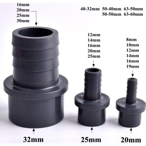 O.D 20/25-8/10/12/14/16/19/20/25mm Dark Grey Pagoda Connector Garden Hose Adapter Irrigation Pipe Soft Hose Joint Accessories