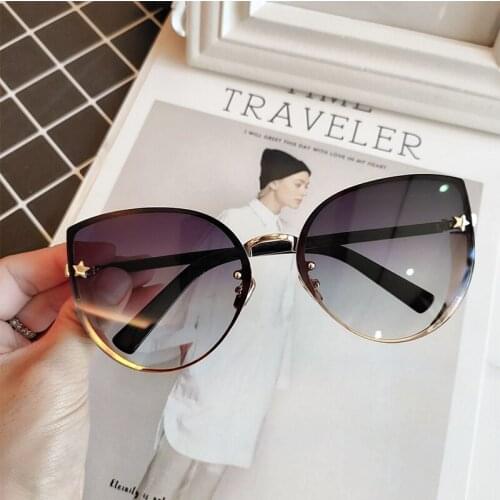Sexy ladies Cat eye Womens sunglasses high quality Fashion Rimless Brand shades glasses female sunglasses oculos vintage