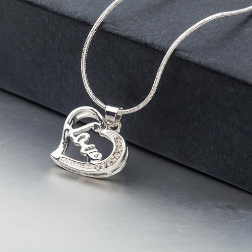 10 piece/lot Wome Silver Heart Necklace Crystal Rhinestone Love Hollow Statement Charm Choker Female Zircon Jewelry