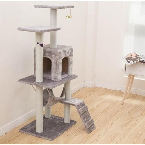 Cat Climbing Climber With Ladder Cat Tree High Stability Cat Furniture Pet Scratching Post With Hammock Cat Toy Ball chat
