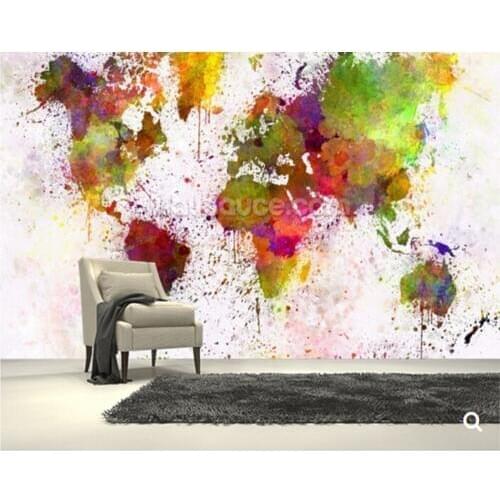 Custom children wallpaper,World Map Colour Splash,3D cartoon for living room bedroom backdrop waterproof wallpaper restaurants