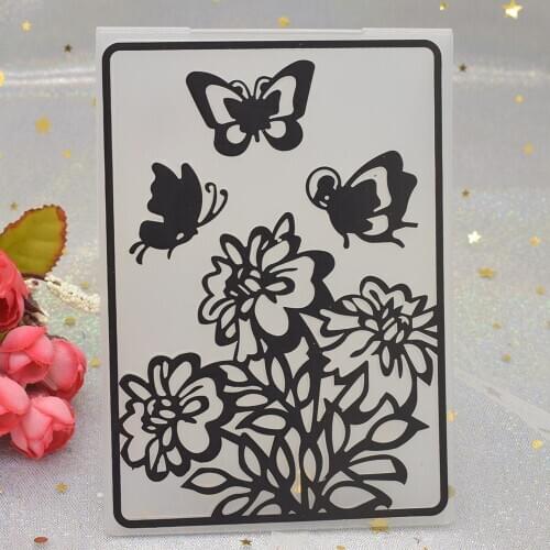 Butterfly Flowers Pattern 3D Embossing Folders for DIY Scrapbooking Paper Card Making Plastic Embossing Template Stencil