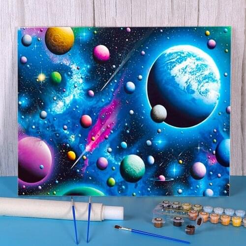 Universe Space Landscape Painting By Numbers Package Acrylic Paints 50*70 Boards By Numbers Loft Picture Adults Drawing