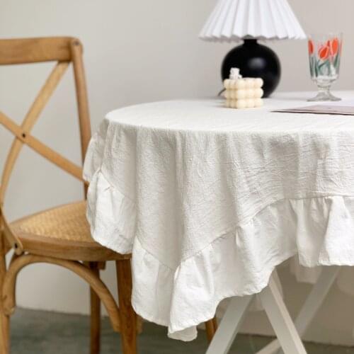Table Cloth Dining Tables Rectangular Tablecloth Vintage White Lace Wavy Side Wedding Decoration Tools Mat Mantel Mesa nappe
