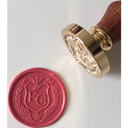 Wreath & Crest design Wedding Wax Seal Stamp with initials