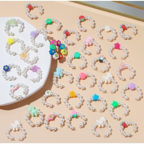 Vedawas Korean Cute Pearls Fruit Rings for Women Boho Romantic Star Daisy Flower Beads Charm Rings Accessories Jewelry Gifts INS