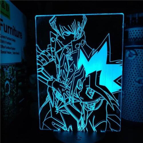 Yu-Gi-Oh! 3D Night Light Yugi Muto Seto Kaiba Anime Figure LED Lamp Decoration Lampara AIBO Kaiba Seto Manga Decor Neon Lights